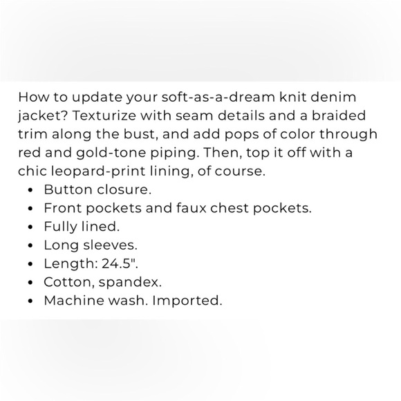 Chico’s Zenergy denim knit military jacket - Picture 15 of 15